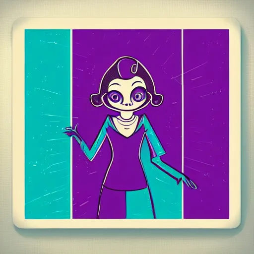 Image similar to “1950s art deco of the movie ‘Coraline’, vector line art, teal palette.”