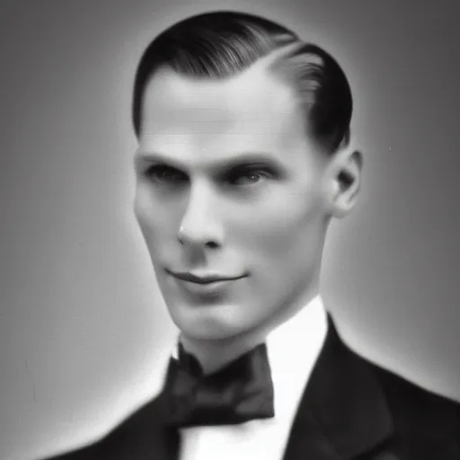 Image similar to A photograph portrait of Jerma985 wearing a suit with short slicked hair in the early 1930s, taken in the early 1930s, grainy, taken on a early 1930s Kodak Camera, realistic, hyperrealistic, very realistic, highly detailed, very detailed, extremely detailed, detailed, digital art, trending on artstation