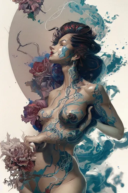 Prompt: tattoo design by james jean and peter mohrbacher and craig mullins