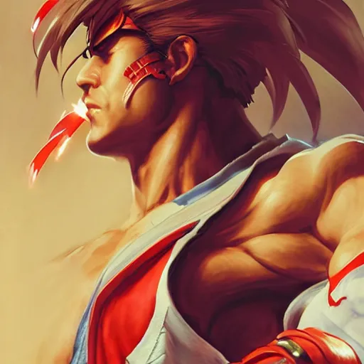 Prompt: strider hiryu as a street fighter character, cg animation, capcom, realistic, character select portrait, by artgerm, greg rutkowski, alphonse mucha, 3 d