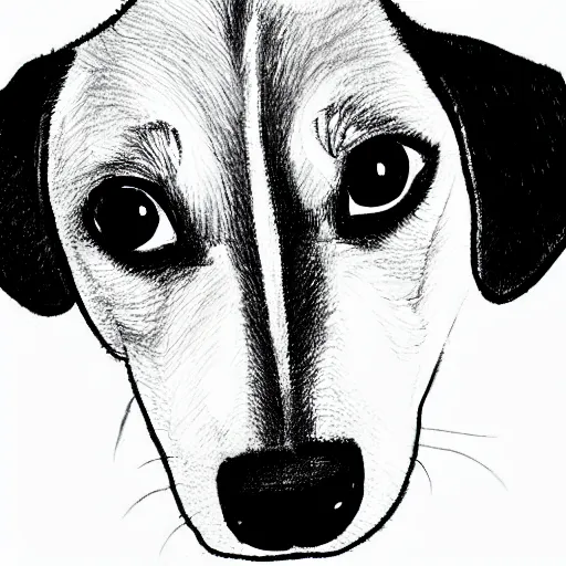 Image similar to very quick simple black and white line sketch of a cute dachshund