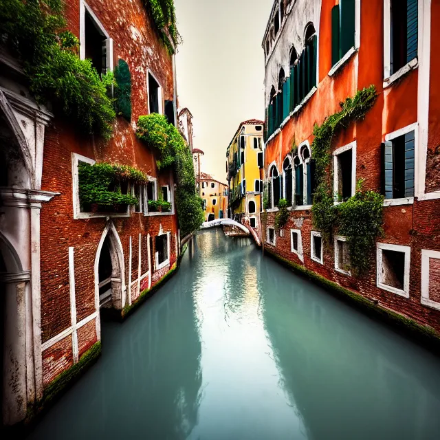 Prompt: photo of overgrown venice in ruins, highly detailed, 8 k, hdr, close up, smooth, sharp focus, high resolution, award - winning photo