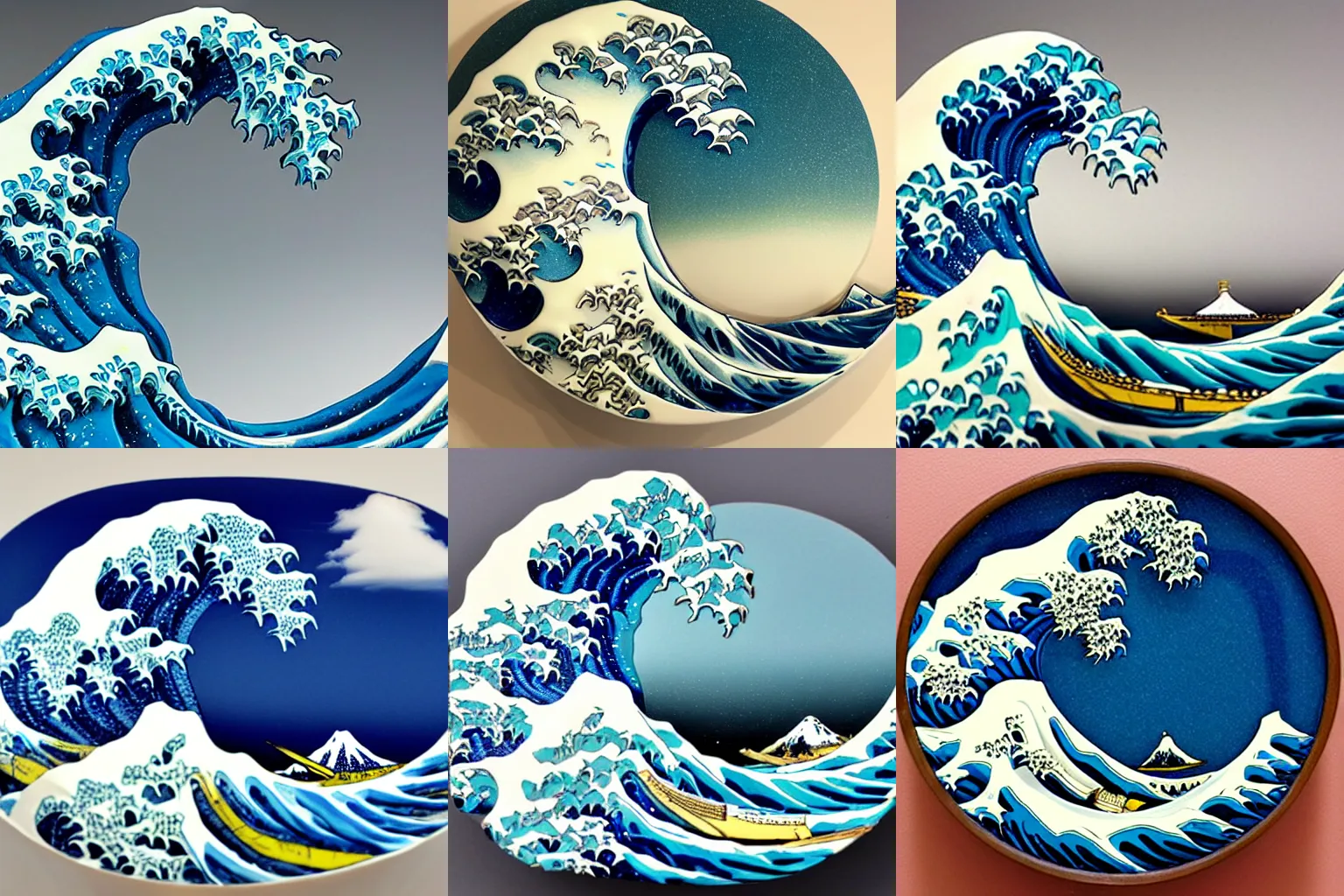 Prompt: Resin sculpture of The Great Wave off Kanagawa