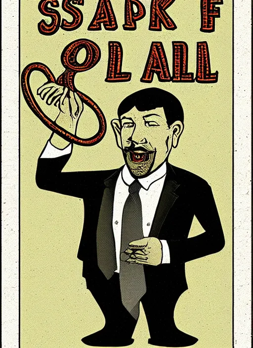 Image similar to portrait of a snake oil salesman by Paolo Eleuteri Serpieri, it idn't greasy