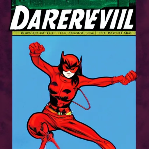 Prompt: female daredevil, comic book cover