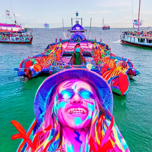 Prompt: psychedelic boat party