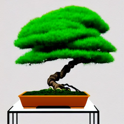 Prompt: bonsai tree! but minimalistic concept art by frank stella gilleard james whalen tom, colorful, soft light, trending on artstation, minimalism