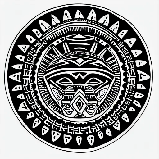 Prompt: aztec yaotl warrior, noir, wolf aztec symbol, black and white, 4k