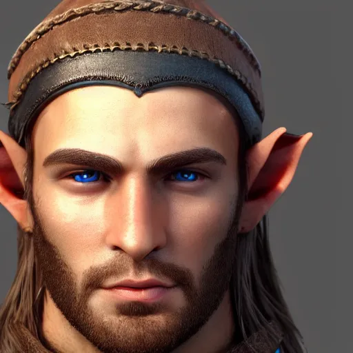 Image similar to medieval elf gigachad, portrait, detailed face, hugh quality face, rtx, 8 k, unreal engine 5, blender render,