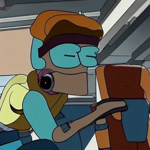 Prompt: bender futurama with human brown haired girlfriend realistic