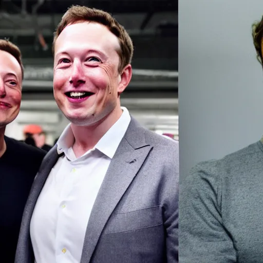 Prompt: elon musk and mark zuckerberg sharing a single body