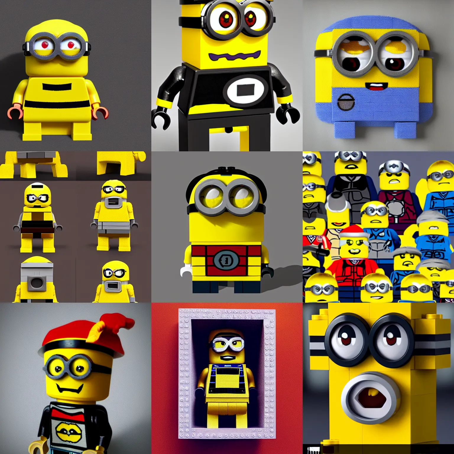 Prompt: lego minion is like a plush toy, artstation