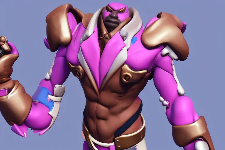 Image similar to doomfist, pink blazer, overwatch game, digital art, high detailed, unreal engine, artstation, 3 d render