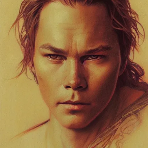 Image similar to amazing lifelike award winning pencil illustration of river phoenix intense eyes trending on art station artgerm Greg rutkowski alphonse mucha cinematic