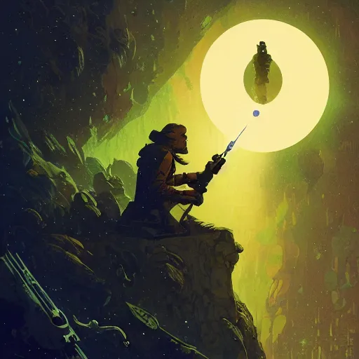 Prompt: luke skywalker, mike mignola, dan mcpharlin, peter mohrbacher, druillet, epic composition, sparkling light, vivid, bright