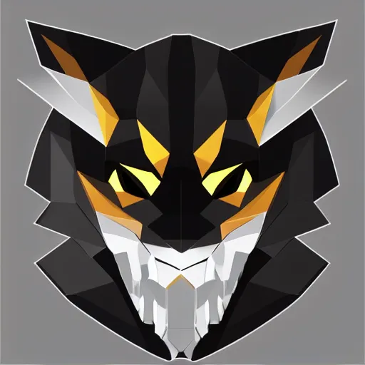 Image similar to a vector logo of rengar from league of legends, low poly,