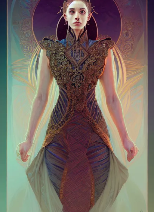 Image similar to symmetry!! portrait of a female sorcerer, dar fantasy, intricate, elegant, highly detailed, my rendition, digital painting, artstation, concept art, smooth, sharp focus, illustration, art by artgerm and greg rutkowski and alphonse mucha and huang guangjian and android jones and sachin teng