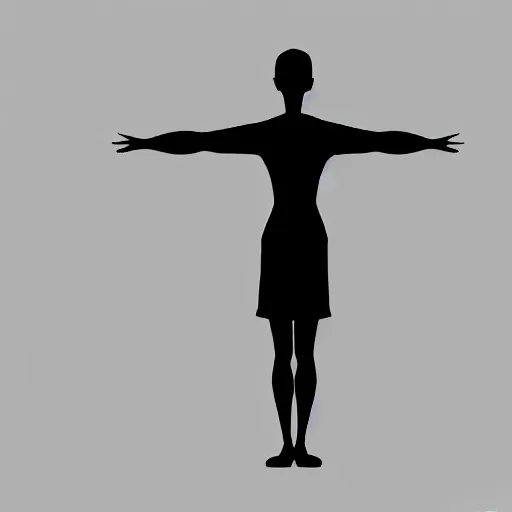 Prompt: symmetry!! black and white silhouette drawing of a full body person standing, on white background by stanhope forbes, centered, clean image