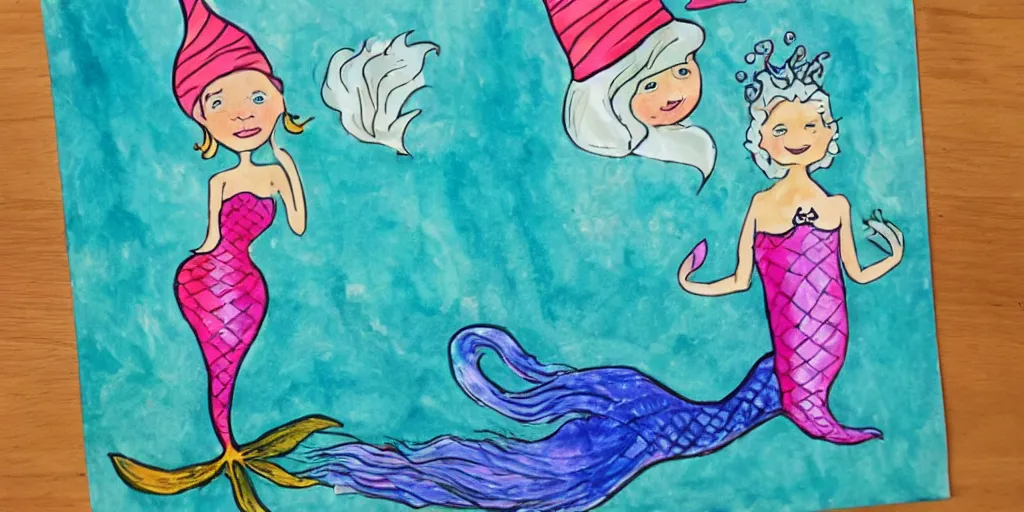 Prompt: a mermaid named madeleine in the style of dr seuss