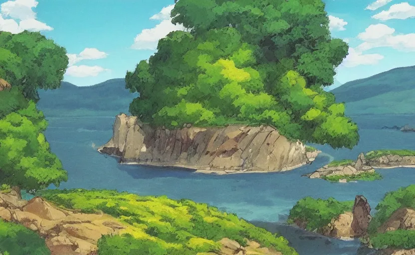 Prompt: a beautiful landscape painted by the best painters of the hudson river's school in the style of studio ghibli