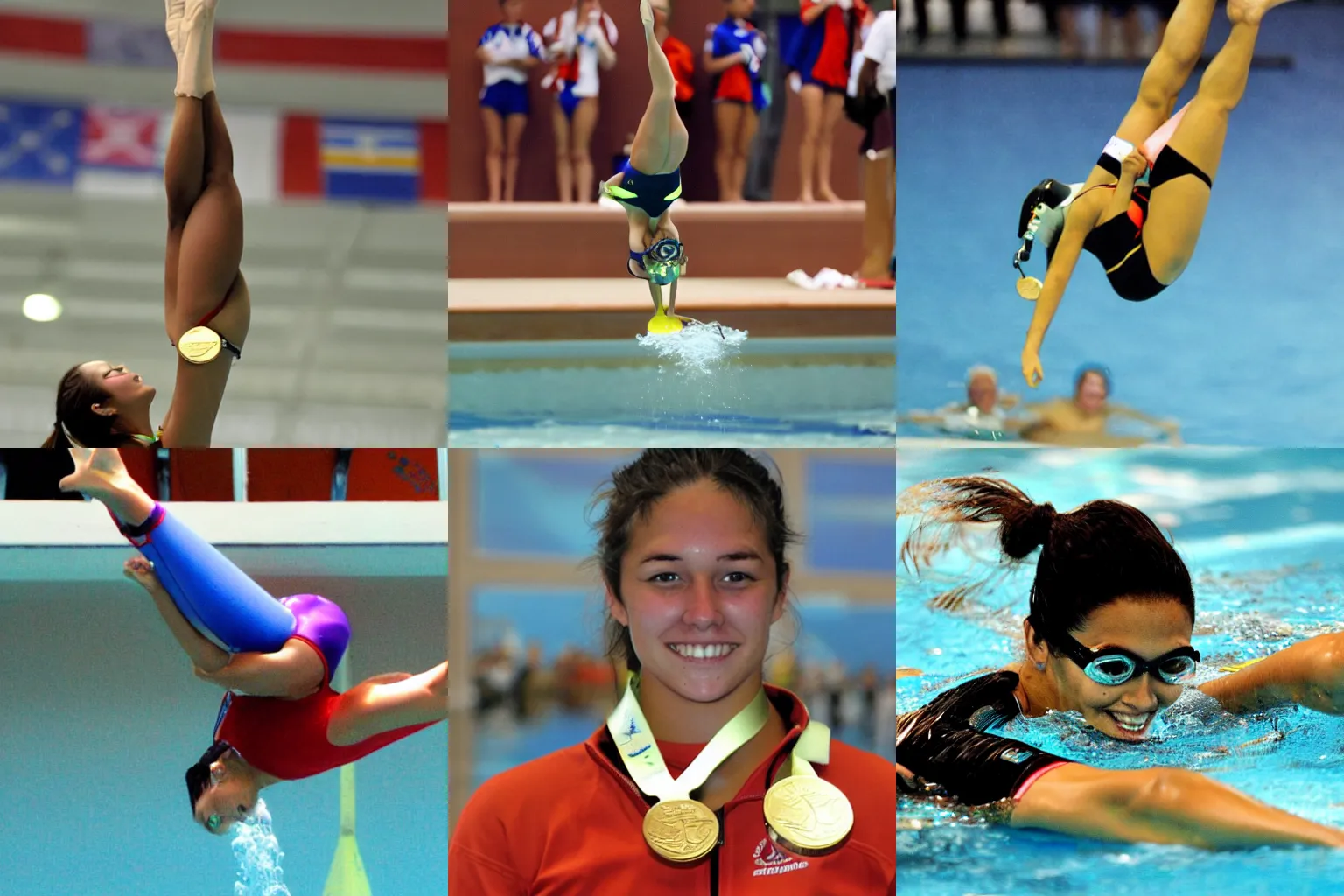 Prompt: a female diver from USD circa 2012 winning a gold medal