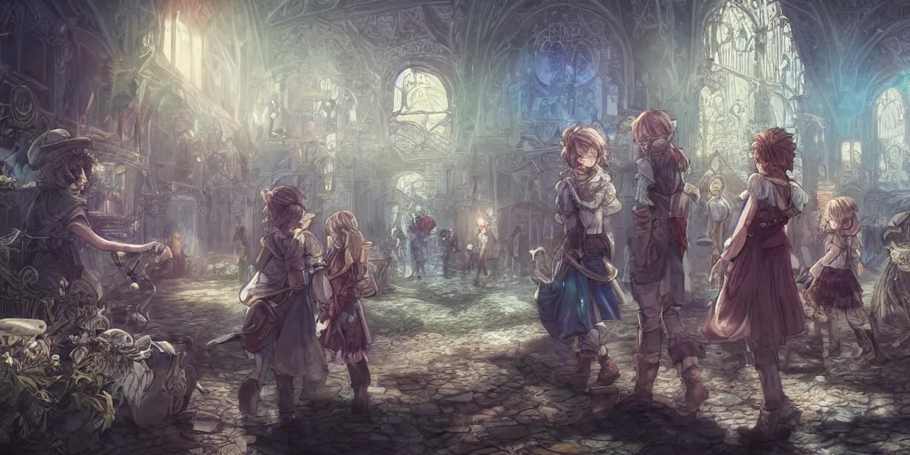 Prompt: it came as a joyous daybreak to end the long night of their captivity. ultrafine highly detailed colorful illustration, intricate linework, sharp focus, octopath traveler, final fantasy, unreal engine highly rendered, global illumination, radiant light, intricate environment