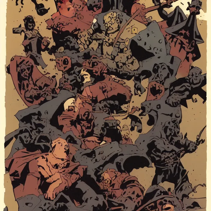 Prompt: an illustration by mike mignola