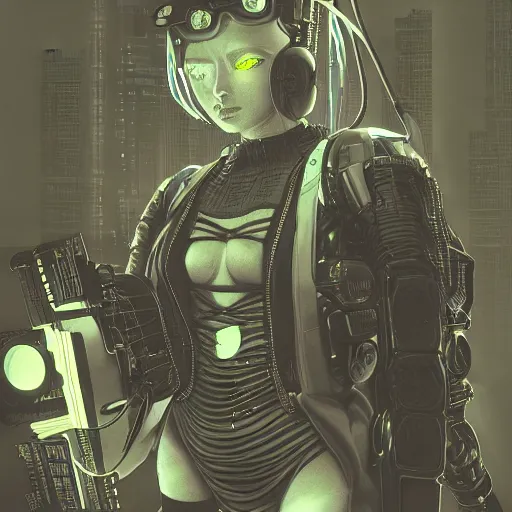 Image similar to networked minds, cyberpunk, dark room, Masamune Shirow, 3D model, concep art, trending on Artstation, highly detailed, Adam J. Middleton concept art