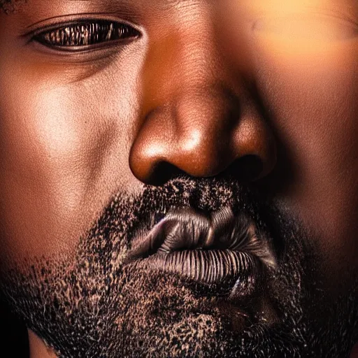 Prompt: kanye west face from the side, intricate, cgsociety, unreal engine, octane render, sharp focus, smooth, volumetric lighting, cinematic composition, artstation