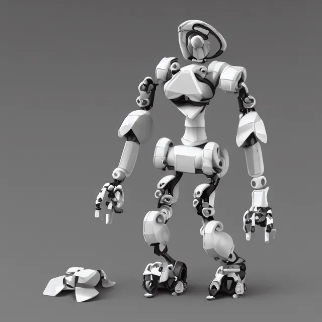 Image similar to Low poly clay render of a robotic herione