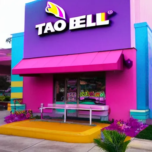 Image similar to taco bell made by lisa frank
