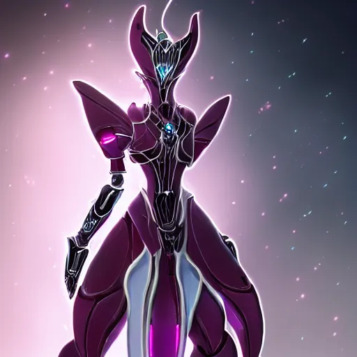 Image similar to highly detailed exquisite fanart, of a beautiful female warframe, but as an anthropomorphic elegant robot female dragoness, glowing eyes, shiny and smooth off-white plated armor, bright Fuchsia skin beneath the armor, sharp claws, robot dragon four fingered hands, and robot dragon three clawed feet, standing elegant majestic pose, full body and head shot, epic cinematic shot, professional digital art, high end digital art, singular, realistic, DeviantArt, artstation, Furaffinity, 8k HD render, epic lighting, depth of field