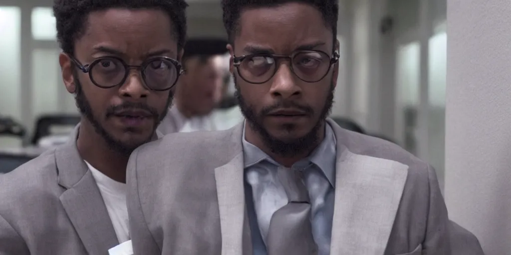 Prompt: Lakeith Stanfield as Malcom X in 'MALCOM' (2021), movie still frame