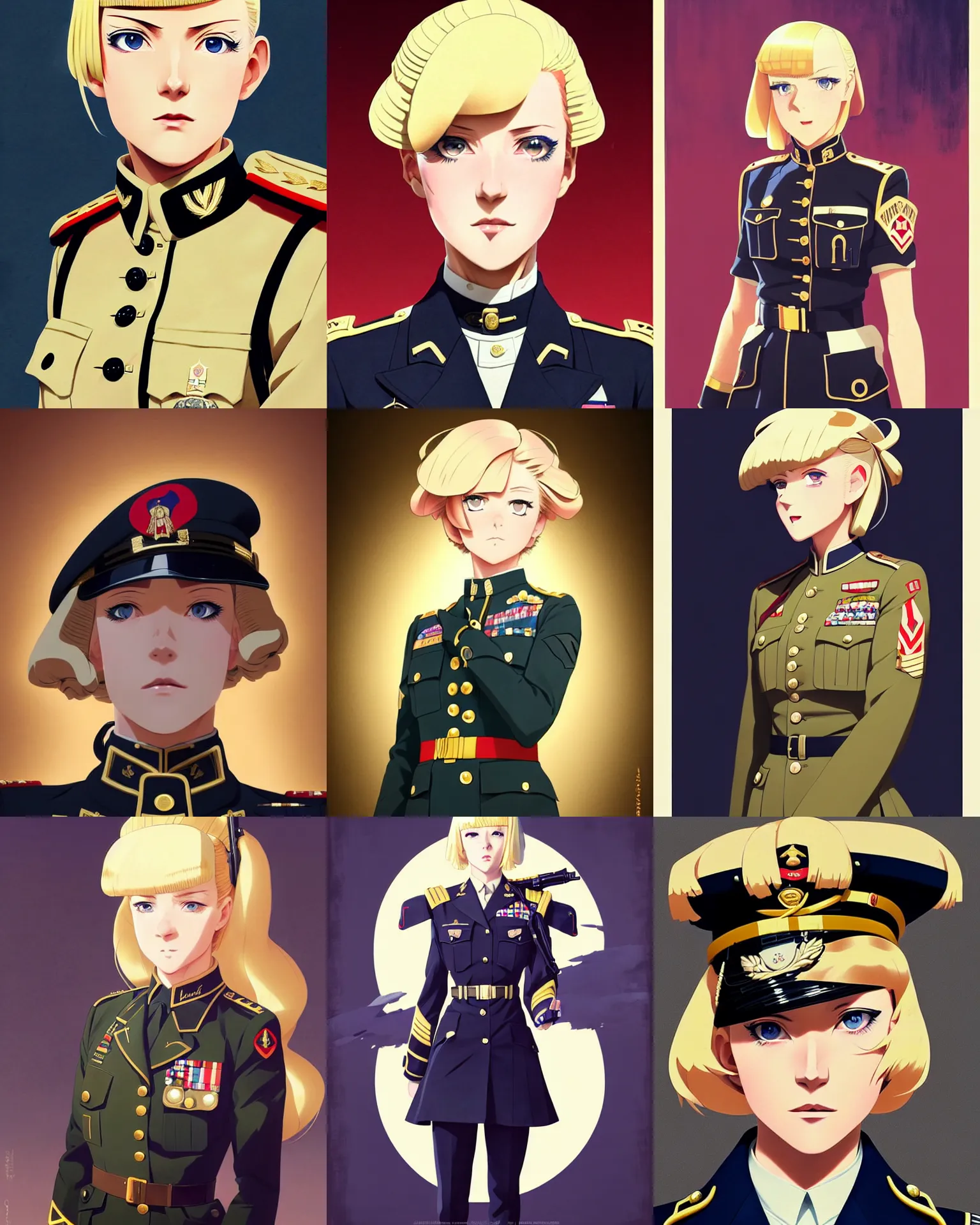 Prompt: A beautiful young blonde dieselpunk woman in a military dress uniform || very anime, fine-face, pretty face, realistic shaded Perfect face, fine details. Anime. realistic shaded lighting poster by Ilya Kuvshinov katsuhiro otomo ghost-in-the-shell, magali villeneuve, artgerm, Jeremy Lipkin and Michael Garmash and Rob Rey