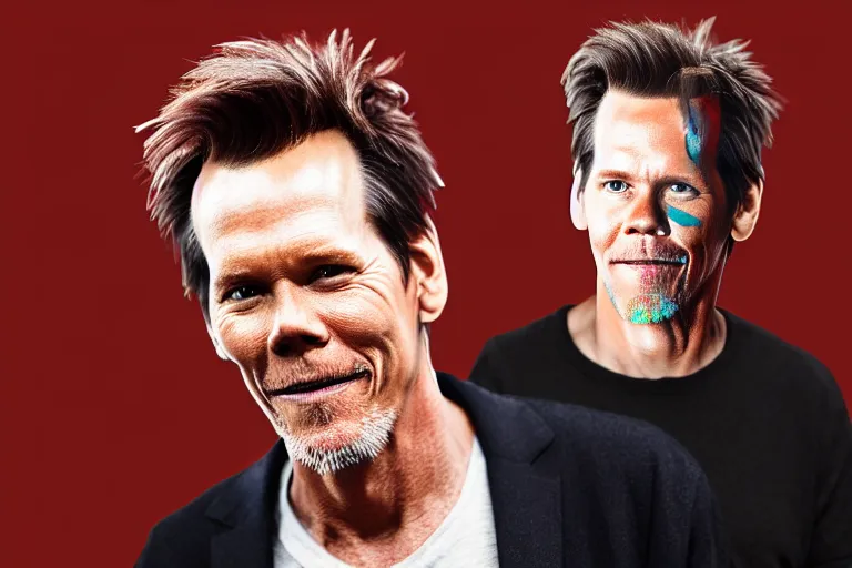 Prompt: a painting bacon with kevin bacon's face, 8 k, cinematic, movie still