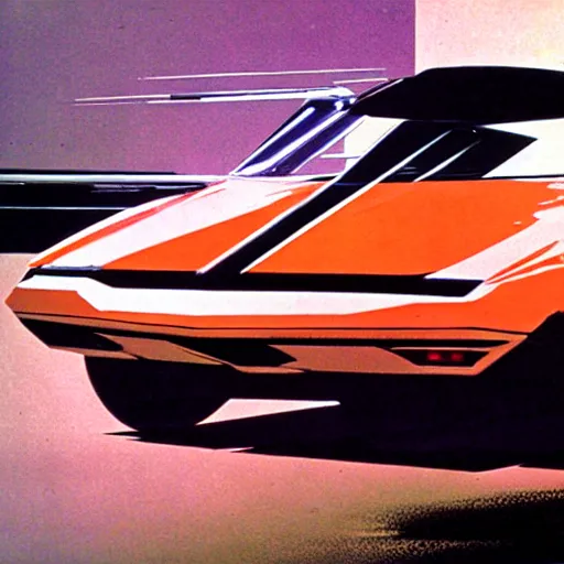 Image similar to concept art for a car that explodes on impact, painted by syd mead, high quality