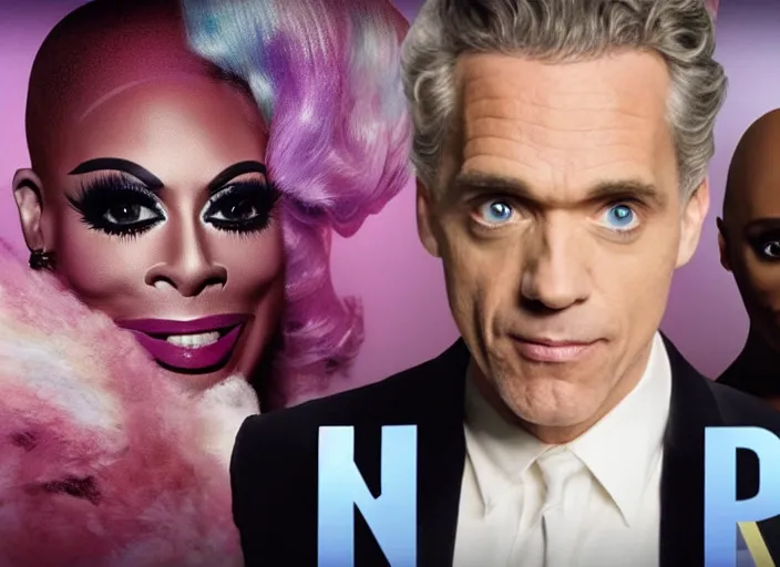 Prompt: broadcast still of jordan peterson as a contestant of ru paul's drag race, 4 k