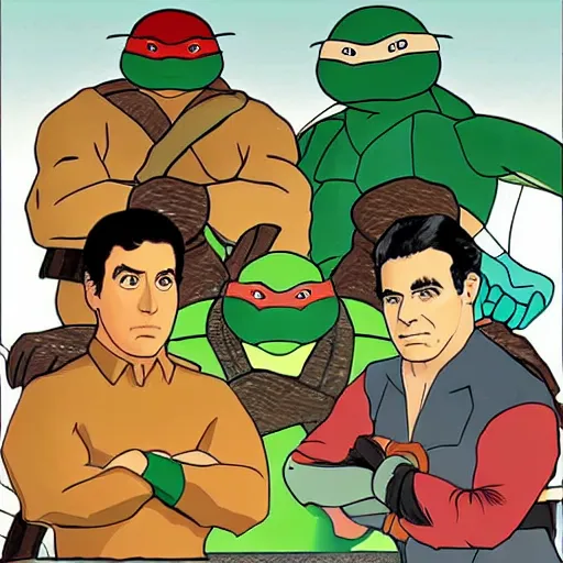 Image similar to seinfeld cast as the ninja turtles