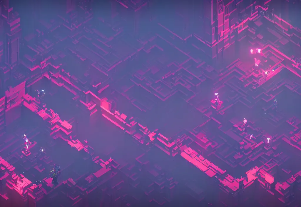 Prompt: isometric magicavoxel Bloodborne hyperlight drifter cinematic lighting, 4k