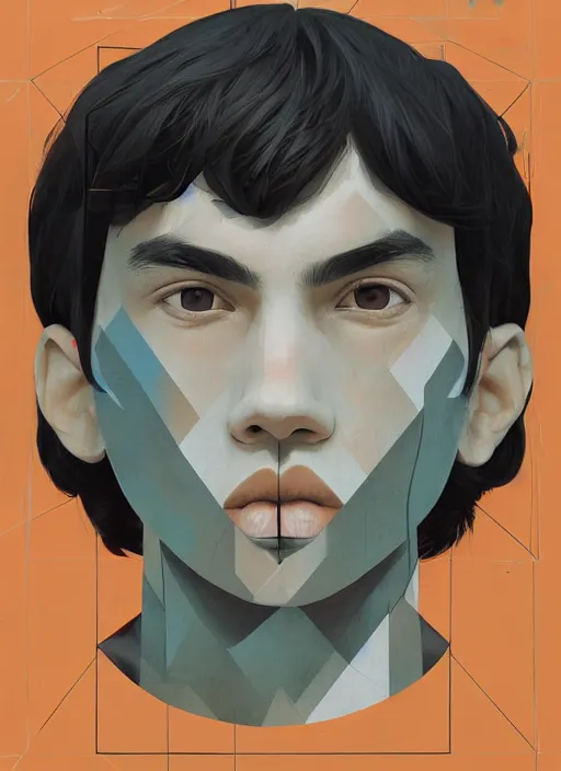 Image similar to symmetry!! portrait of a tan boy with black hair and gray hoodie by sachin teng, organic, cables, matte painting, geometric shapes, hard edges! graffiti, street art