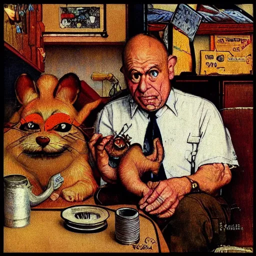 Prompt: “ren and stimpy in the style of Norman Rockwell”