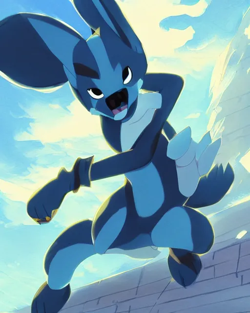 Image similar to lucario, full shot, atmospheric lighting, detailed face, by makoto shinkai, stanley artger m lau, wlop, rossdraws, james jean, andrei riabovitchev, marc simonetti, krenz c