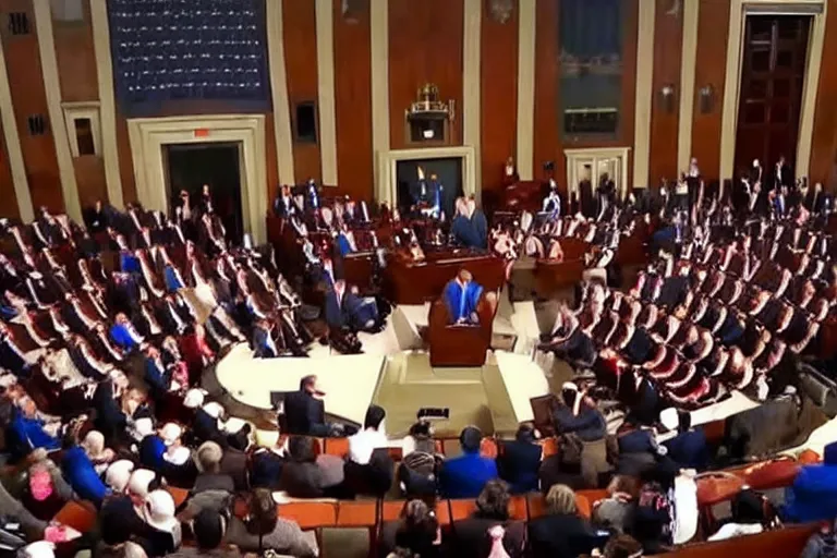 Prompt: furries giving a speech in congress