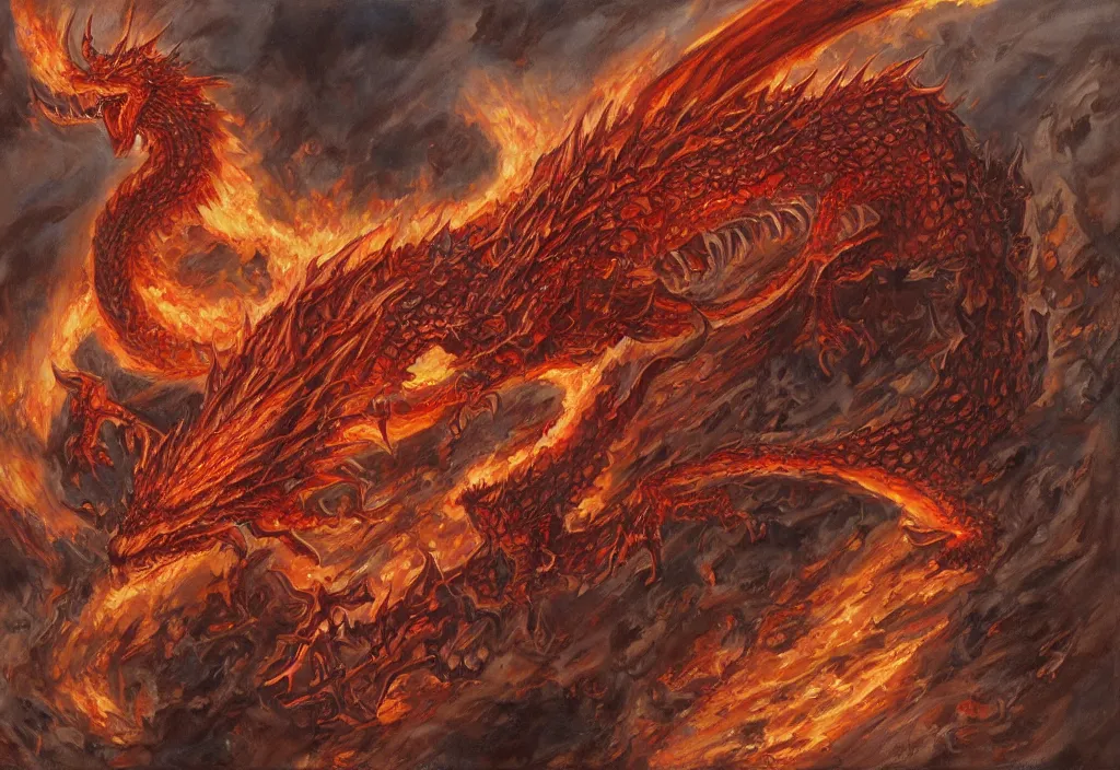 Prompt: a fire dragon by Donato Giancola,