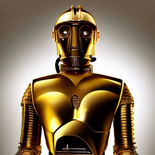 Image similar to Elon Musk as C3PO, highly detailed, high quality, HD, 4k, 8k, Canon 300mm, professional photographer, 40mp, lifelike, top-rated, award winning, realistic, sharp, no blur, edited, corrected, trending