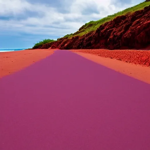 Image similar to purple road on a red sand beach