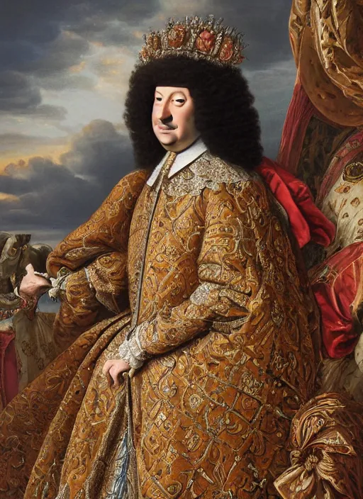 portrait of Louis xiv of France in coronation robes by, Stable Diffusion