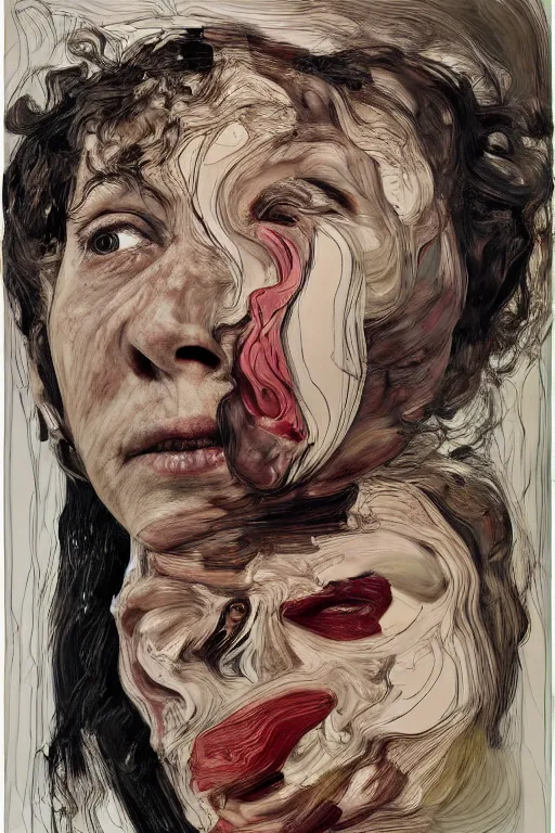 Image similar to portraits of a woman enraged, part by Jenny Saville, part by Lucian Freud, part by Frank Miller