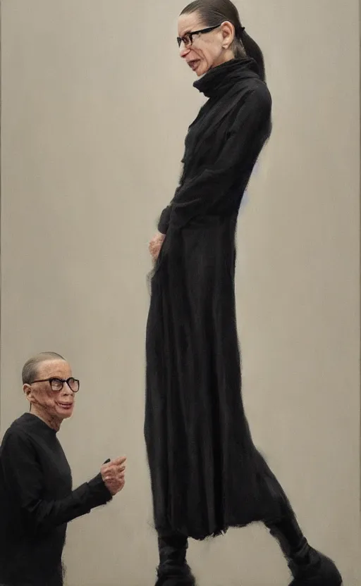 Image similar to ruth bader ginsburg wearing rick owens by zhaoming wu, nick alm