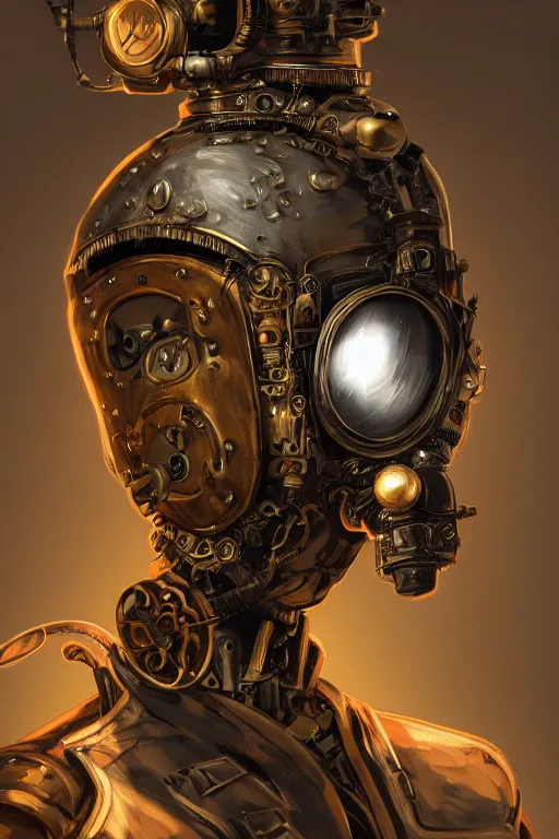 Image similar to steampunk helmet fantasy art mask robot ninja stylized digital illustration sharp focus, elegant intricate digital painting artstation concept art global illumination ray tracing advanced technology chaykin howard and campionpascale and cooke darwyn and davis jack